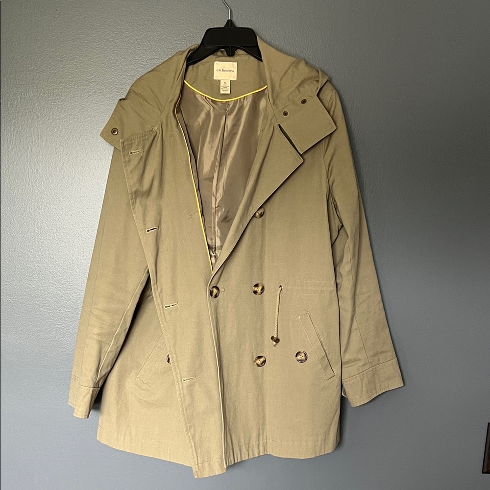 G.H. Bass & Co. Women's Hooded Double-Breasted Jacket in Olive/Tan Size XL
